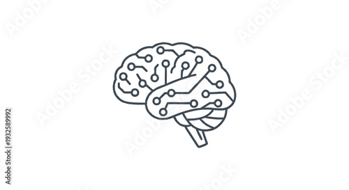 Digital Brain Icon Representing Artificial Intelligence and Neural Networks.