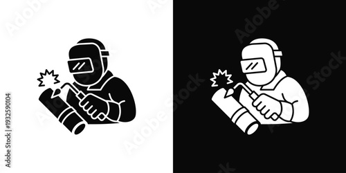 Pipe Welding Icon In Black And White Style