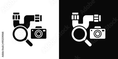 Drain Inspection Icon In Black And White Style