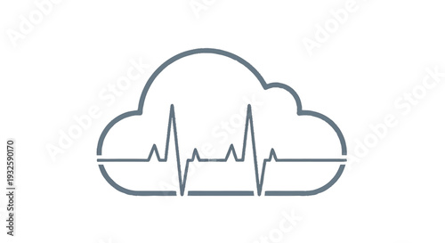 Cloud with Heartbeat Line Symbolizing Health Technology.