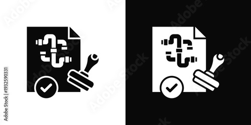Plumbing Permit Icon In Black And White Style