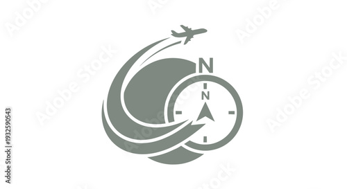 Compass and Airplane Logo Representing Travel and Navigation.