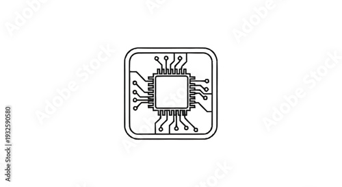 Detailed illustration of a microchip with intricate circuitry and connections.