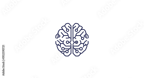 Digital Brain Icon Representing Artificial Intelligence and Technology.