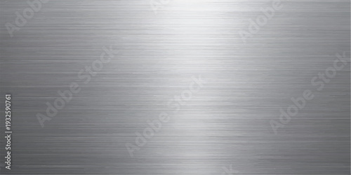 Horizontal brushed metal texture with bright light reflection in the center, a polished metallic background for corporate and technology uses.