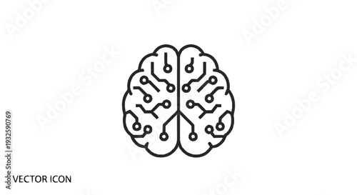 Digital Brain Icon Representing Artificial Intelligence and Technology.