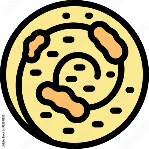 Delicious round cinnamon bun pastry with icing swirls being prepared on a plate, perfect for a sweet treat