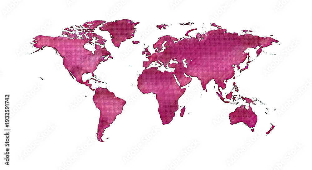 Fototapeta premium Red World Map with Diagonal Lines