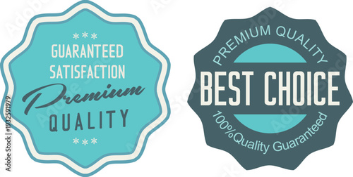 Two premium quality labels on a white background