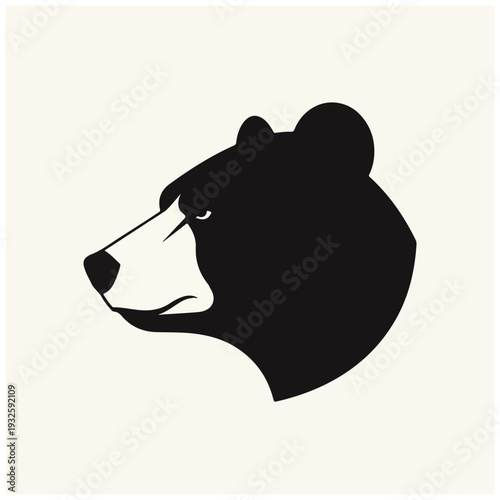 Black Bear Head Silhouette Illustration.