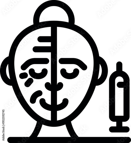 Half face of woman before and after wrinkle treatment showing effectiveness of cosmetology injection