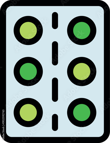 Green pills arranged in a blister pack, representing medication, pharmaceuticals, and healthcare