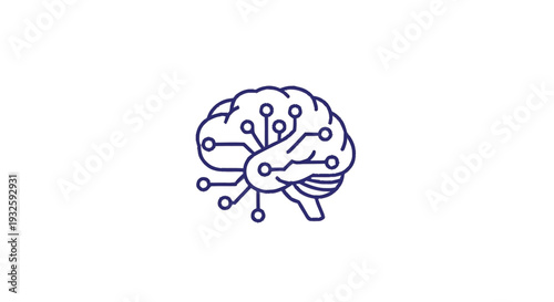 Digital Brain Network Artificial Intelligence Concept Icon.