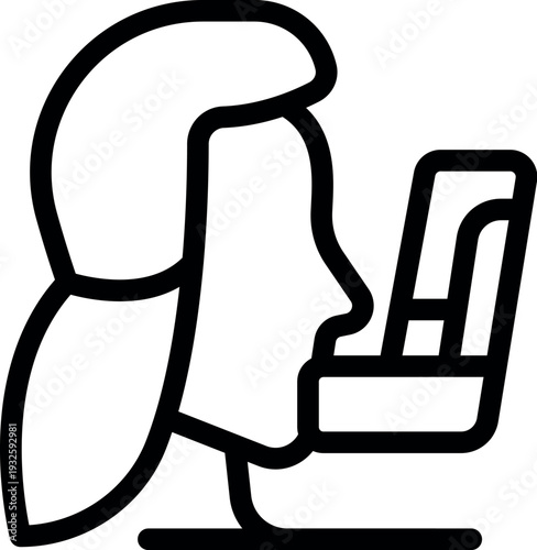 Woman undergoing spirometry test, measuring lung function and breathing capacity