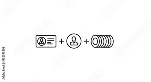 Identity Card Plus Person Plus Stack of Coins.