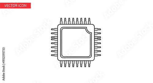 Detailed Outline of a Microchip with Multiple Pins.