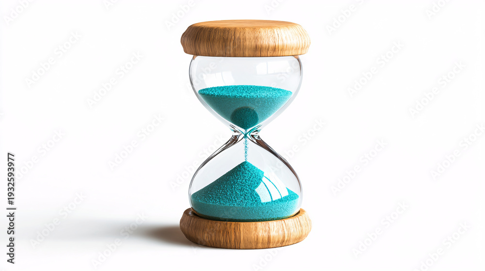 Naklejka premium Hourglass Timer with Blue Sand Time Management Concept