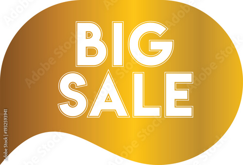 A big sale sign with white text on a gold background