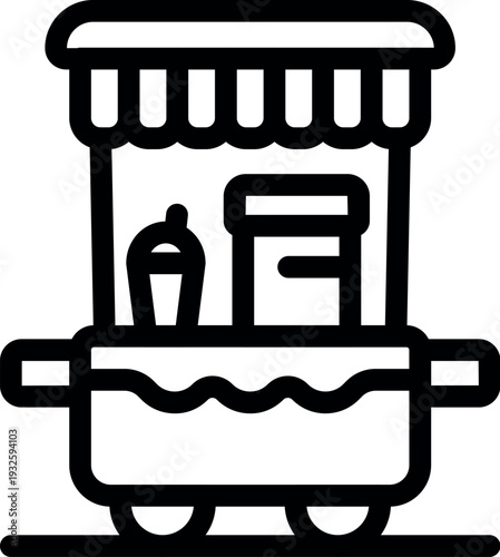 Mobile food cart selling street food and beverages icon represents convenient and accessible culinary experiences in urban environments
