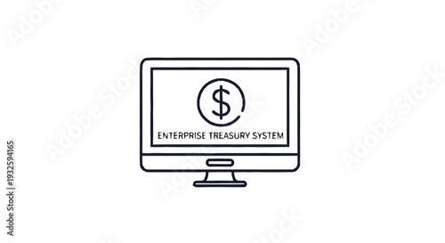 Computer Screen Displaying Enterprise Treasury System with Dollar Sign.