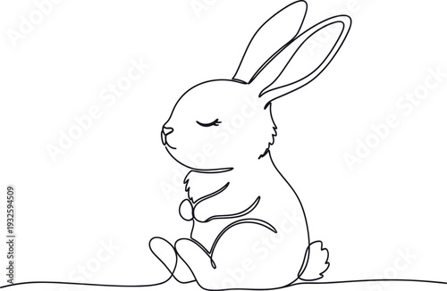 A serene cartoon rabbit sitting in a meditative pose with closed eyes and a peaceful expression.