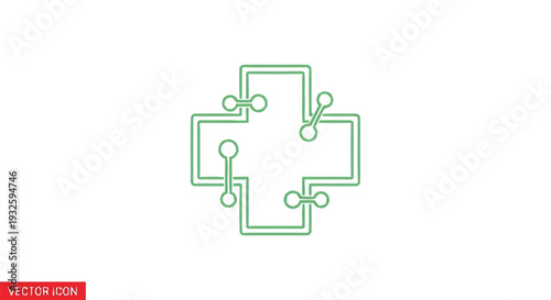 Digital Health Cross Symbol Technology Circuit Board.