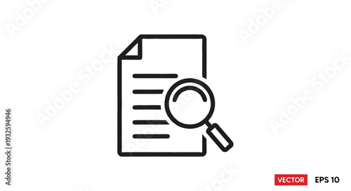 Document Analysis with Magnifying Glass Icon.