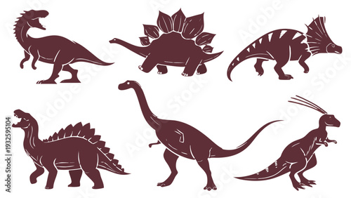 Vector Dinosaur Silhouettes Set - Prehistoric Animals Collection
