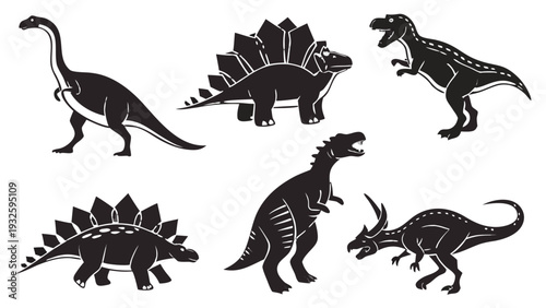 Dinosaur Silhouettes Vector Collection for Kids and Education