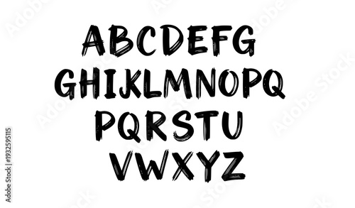 Hand drawn brush painted alphabet letters vector illustration