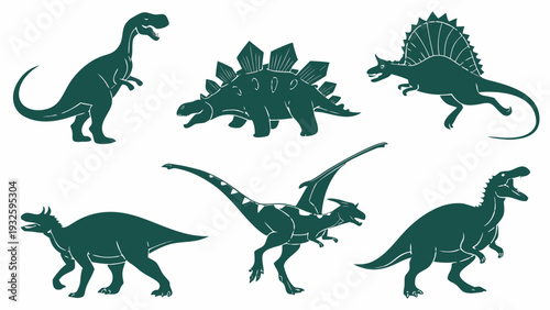 Dinosaur Silhouettes Set Vector Illustration