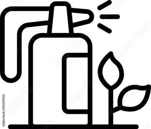 Insecticide spray bottle and plant, symbolizing pest control and healthy growth in agriculture or gardening