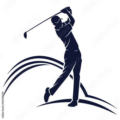 Golfer Swing Silhouette – Golf Sport Action Illustration