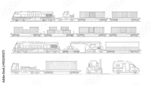 Railway Transportation Illustration: A detailed illustration showcasing diverse railway transportation components.