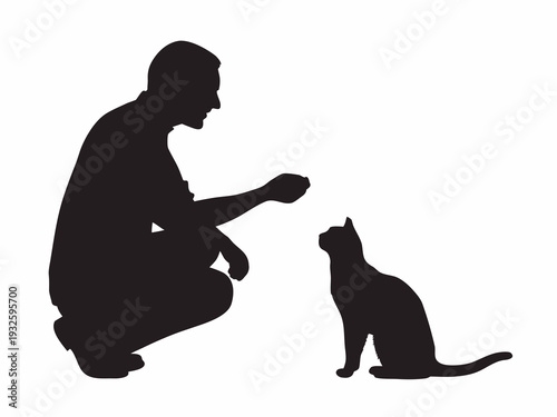 Man Training Dog Silhouette – Pet Training and Bonding Concept