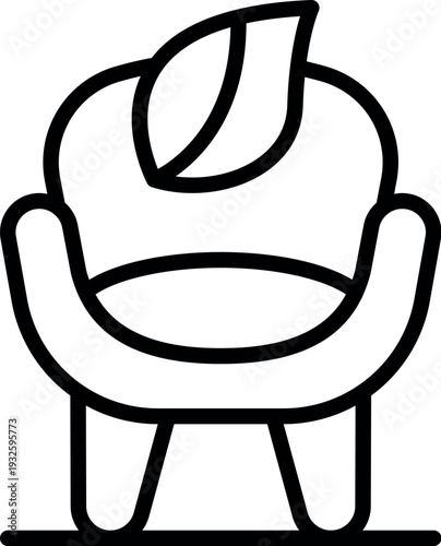 Comfortable armchair with leaf symbolizing eco friendly furniture and sustainable lifestyle choices