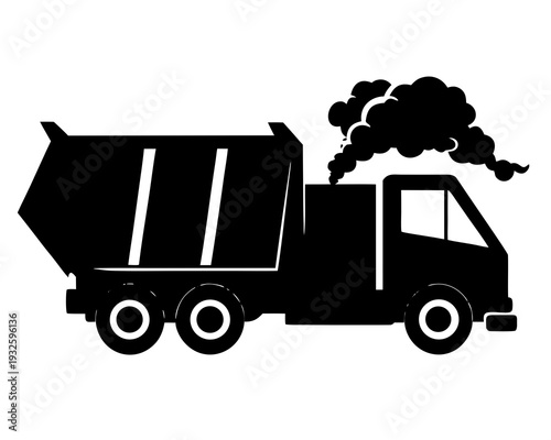 Dump Truck Silhouette Vector, Construction Vehicle and Transport Icon