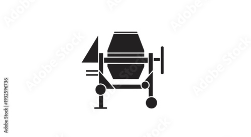 Concrete Mixer Machine Silhouette Industrial Equipment.