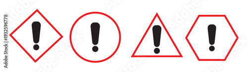 Exclamation Mark Alert Icon Set. Attention Notification Symbols. Warning Icons in Outline Style.