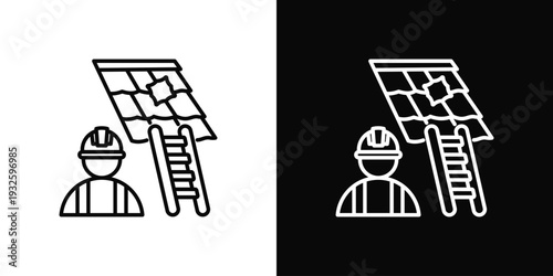 Roof Repair Icon In Black And White Style