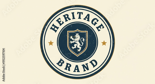 Heritage Brand Logo - Classic Emblem Design with Shield and Lion Symbol.