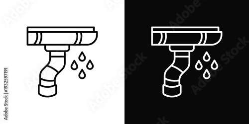Roof Drainage Icon In Black And White Style