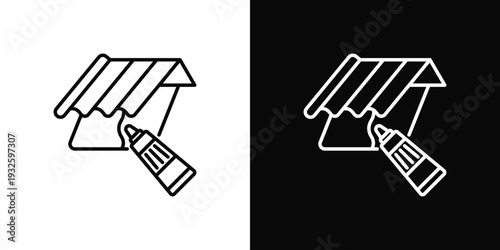 Roof Flashing Icon In Black And White Style