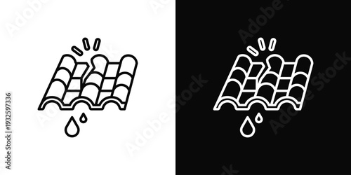 Roof Damage Icon In Black And White Style