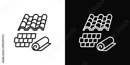 Roof Material Icon In Black And White Style
