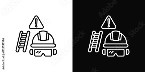 Roof Safety Icon In Black And White Style