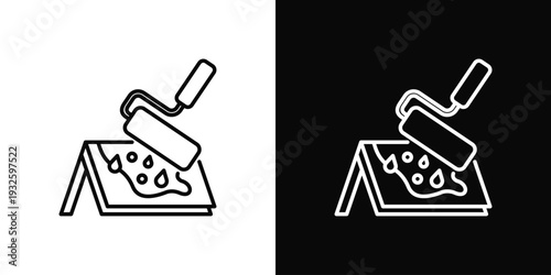 Roof Waterproofing Icon In Black And White Style