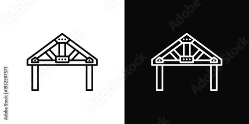 Roof Truss Icon In Black And White Style