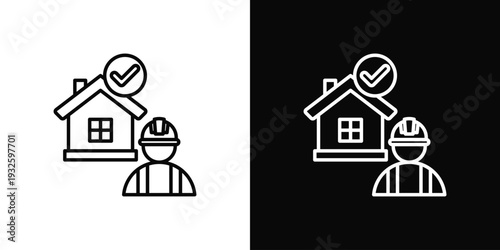 Roof Completion Icon In Black And White Style