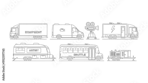 Variety of Transport Vehicles: A collection of various transport vehicles, each designed for a specific purpose. This illustration showcases a diverse range of vehicles essential for logistics.